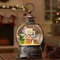 Christmas Snow Globe Lighted Gingerbread House Scene, Musical Snow Water Lantern Swirling Glittering Home Decoration and Gift, Battery Operated or USB Powered by MXwcy