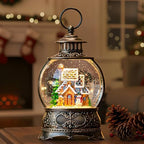 Christmas Snow Globe Lighted Gingerbread House Scene, Musical Snow Water Lantern Swirling Glittering Home Decoration and Gift, Battery Operated or USB Powered by MXwcy