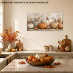 WAXWHELK Pumpkin Fall Canvas Wall Art, Neutral Gray and Beige Pumpkin Painting Pictures, Autumn Rustic Farmhouse Thanksgiving Artwork for Living Room Bedroom Home Decor (16"x32") - Image 3