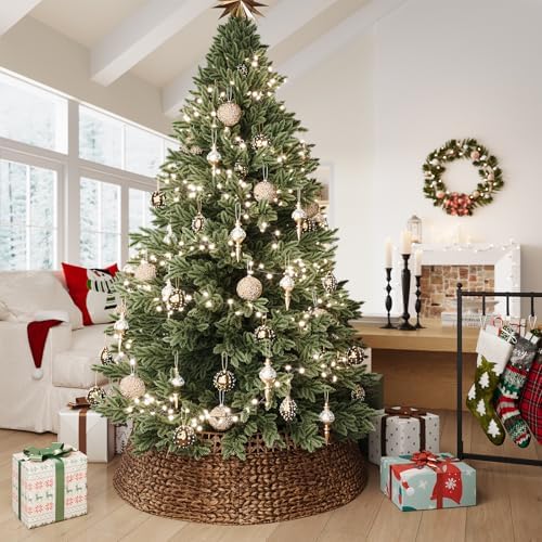 ELYKEN 42 Inch Woven Rattan Christmas Tree Collar, Stylish Seagrass & Water Hyacinth Xmas Tree Skirt for Artificial Trees, Wicker Tree Base Cover with Cord Cut-Out Farmhouse Tree Ring for Home Decor - Image 6
