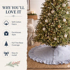 Sosation 48 Inch Vintage Christmas Tree Skirt Blue White Striped - Image 4