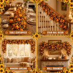 Suncalla 6ft Fall Garland for Mantle, Autumn Artificial Tulip Daisy Garland - Image 5