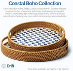 JUNGLE CULTURE Round Rattan Tray with Mother of Pearl Inlay • Drift 14" - Image 2