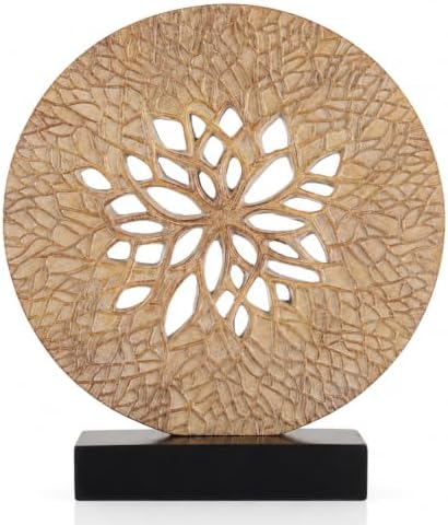 Tree of Life Decorative Sculpture, Round Openwork Tabletop Decor for Cabinet Top, Shelf, Mantel, Console Table, TV Stand and Living Room Home Decor by LINYTHER