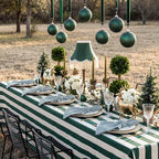 Mindsoft Set of 12 Christmas Green Striped Linen Cotton Napkin 18" x 18" - Image 4