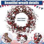 Tingjoo 2 Pcs 4th of July Door Mat and Patriotic Wreath for Front Door - Image 4