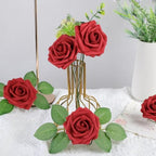 AmyHomie Red Rose 50pcs Real Looking Artificial Flowers w/Stem - Image 6