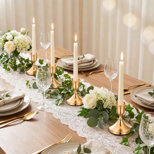 24Pcs Brass Gold Taper Candle Holders Small Low Candlestick Holders - Image 3