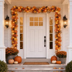 6 FT Lighted Fall Garland with Timer, Maple Leaves and Pinecones - Image 7