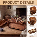 Gisafai 6 Pcs Large Wood Dough Bowl Long Fall Serving Trays Tabletop - Image 3