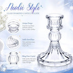 Sieral 24 Pcs Clear Taper Candle Holders 4'' Tall Candlestick Glass Holders Bulk Stripe Decorative Stand Wedding Stick Holder for Anniversary Party Dining Table Festival Decor - Image 3