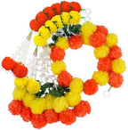 11PCS Diwali Decorations Marigold Garland for Home, Artificial Marigold with Bells and Leaves Long Strands for India Wedding, Pooja Decor, Marigold Flowers for All Year Decoration - Image 4