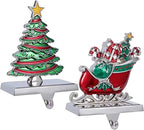 Set of 2 Christmas Stocking Holders for Mantel and Fireplace - Heavy Duty Tree and Sleigh Stocking Hooks by Yuokwer