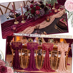 Remagr 12 Pcs Gradient Burgundy Cheesecloth Gauze Table Runners - Image 4