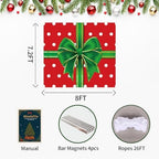 Garage Door Christmas Cover 7x8: Single Garage Bow GIF Box Christmas Decorations with Bar Magnets & Ropes, Holiday Garage Door Banner Decorative Xmas, Party Wall Backdrop Indoor Outdoor - Image 3