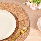 13.8'' Round Woven Placemats Set of 12, Boho Rattan Chargers for Dinner Plates, Rustic Wicker Place Mats, Straw Braided Table Placemats, for Dining Table, Wedding, Farmhouse, Outdoor and Christmas - Image 6