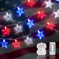 Dirnun 4th of July Decorations Red White and Blue Lights with 40 Led Big Stars, 4th of July Lights for Indoor Outdoor Home Garden Golf Cart Patriotic Theme Memorial Independence Day Decorations by DIRNUN