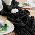 Cheesecloth Table Runner 10FT 12Pcs Black Boho Gauze Sheer Runners - Image 5
