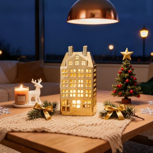 DN DECONATION Christmas Village House Decorations, Light Up House Decor - Image 5