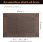 Brown Vinyl Placemats Set of 12, Heat Resistant Table Placemats - Image 3
