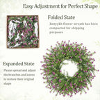 Realistic 24 Inch Baby’s Breath Wreath Spring Wreath for Front Door, Zmtyykh Purple Floral Green Wreath for Outdoor Indoor Farmhouse Wall Porch Home Decor, All Season Summer Wedding Party - Image 4