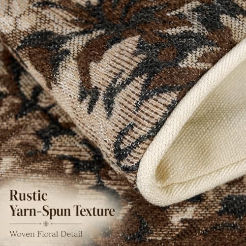 CROWNED BEAUTY Farmhouse Floral Throw Pillow Covers, 20x20, Brown, Set of 2 - Image 3