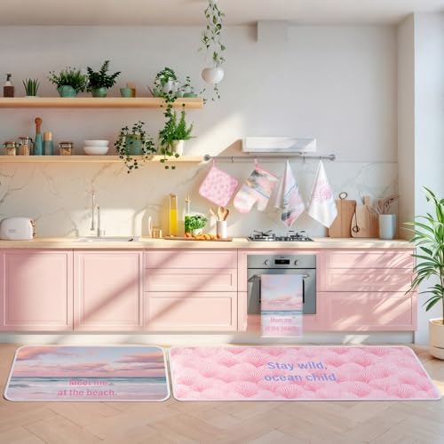 VitalCozy 10 Pcs Pink Ocean Kitchen Decor Set Kitchen Towels - Image 5