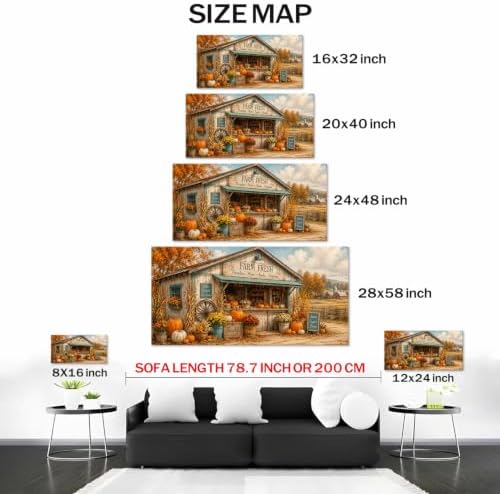 WAXWHELK Farmhouse Fall Canvas Wall Art Rustic Farmhouse Painting Pictures, Farm Fresh Pumpkin Harvest Artwork for Living Room Bedroom Home Decor (20"x40") - Image 5