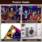 Mexican Day of the Dead Garage Door Banner 7x16ft, Dia de los Muertos Mariachi Skeleton Band Outdoor, Sugar Skull Folklorico Dancing Double Garage Door Cover Tapestry Mural for House Front Holiday - Image 4