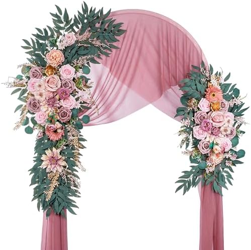 Lisuun Artificial Wedding Arch Flowers, 2 Large Floral Swags by Lisuun