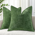 decorUhome Chenille Moss Green Velvet Throw Pillow Covers 26x26 Set of 2 by decorUhome