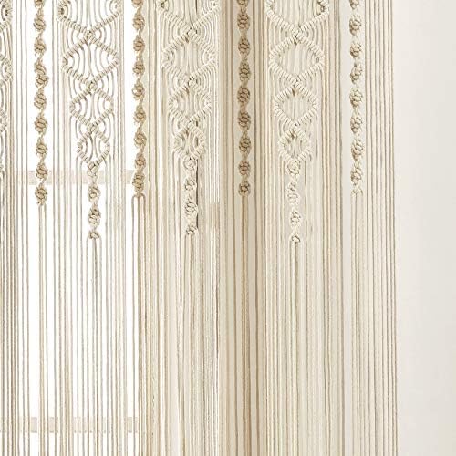 Lush Decor Boho Macrame Textured Cotton Window Curtain Panel Single 40" W x 84" L Neutral - Macrame Curtains for Windows, Room Divider, Boho Wall Decor - Image 4