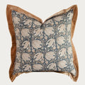 Palm & Loom 100% Cotton Linen Cushion Cover - Aira Decorative Throw Pillow Case with Camel & Blue print with flange - Modern Traditional Living Room, Bedroom Pillow Cover (Tana, 20" x 20" (Pack of 1)) by PalmLoom