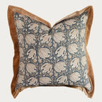 Palm & Loom 100% Cotton Linen Cushion Cover - Aira Decorative Throw Pillow Case with Camel & Blue print with flange - Modern Traditional Living Room, Bedroom Pillow Cover (Tana, 20" x 20" (Pack of 1)) by PalmLoom