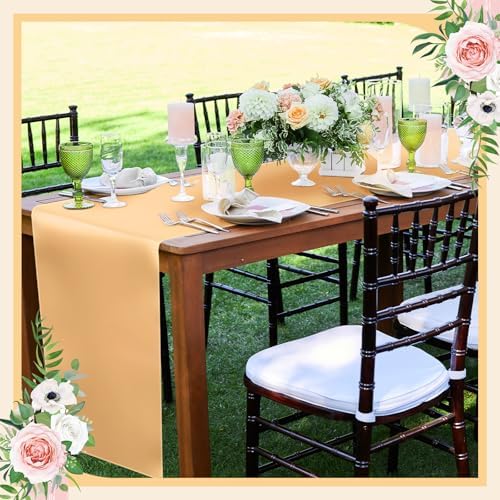 Bencailor 24 Pcs Champagne Satin Table Runners Bulk, 12 x 108 Inch - Image 2