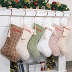 GEX 2025 Personalized Christmas Stocking with Names 5 Pack Custom Name Soft Plush Faux Fur Stocking with Tassels 20 Inch Large Rustic Farmhouse Modern Xmas Stockings (Set of 5) - Image 3