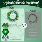 Enhon St. Patrick's Day Decorations, 16in St. Patrick's Day Wreath for Front Door, Lighted Shamrock Clover Wreath with Bow & LED Lights, Waterproof Artificial Spring Decor for Home Porch Wall - Image 5