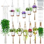Hoteam 12 Pcs Macrame Plant Hangers Macrame Hanging Planters for Indoor Plants Handmade Boho Hanging Baskets Flower Pots Holder for Outdoor Home Wall Decor by Hoteam