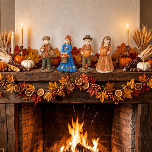 Thyle 4 Pcs Vintage Fall Figurines Decorations for Home - Image 5