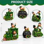 YIYA 3 Pcs Ireland St Patricks Day Decorations Train Figurine with Lighted Leprechaun Irish Resin Tabletop Centerpiece Decor for Home Tiered Tray Decor - Image 2
