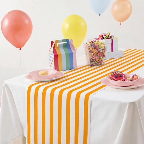 AmazingSpark Striped Table Runner Roll,Orange,50' Long X 16" Wide - Image 3