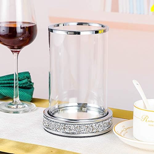 Pillar Candle Holders set of 2,Hurricane Candle Holders for Pillar Candle,Glass Candle Holder for Coffee Dining Table, Wedding, Christmas, Halloween, Home Decoration,Silver Candle Holders - Image 6
