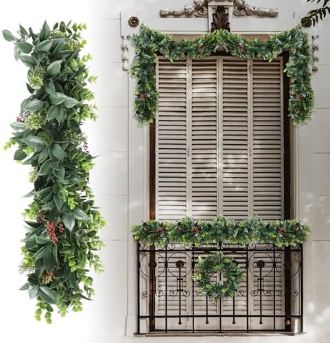 Fake Hanging Plants 11Pc-20 Artificial Ivy Vines, UV Resistant Greenery Ivy Leaves Garland with Flowers for Wedding Outdoor Decoration Home Indoor Wall Décor by Goleray