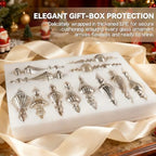 Mercury Glass Christmas Ornaments, Vintage Finial Decoration, Silver, 12-Pc - Image 5