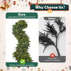 2PCS 6FT Cedar Christmas Garland with Light, Extra Full Artificial Cedar Garland with 840 Tips, LED Lights with 8 Modes, Holiday Greenery Garland for Mantel, Staircase, Doorway Christmas Decor - Image 5