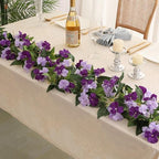 Floweroyal 4 Pack Artificial Flower Garlands 15.8FT Fake Impatiens Vines Silk Flowers Hanging Impatien Ivy for Wedding Arch Party Home Garden Wall Decor (Purple) - Image 7