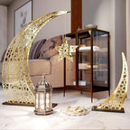Ramadan Crescent Moon Decor Islamic Home Decoration for Eid Muslim Gifts (Shiny Gold, 33x24.4 inches | 84x62 cm) - Image 5