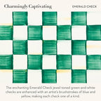 MACKENZIE-CHILDS Set of 4 Enamel Napkin Rings, Napkin-Holder Ring Set for Cloth Napkins, Green-and-White Emerald Check - Image 3