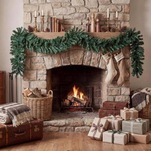 Suncalla 2 Pcs 6ft Thick Christmas Alaskan Pine Christmas Garland Greenery - Image 6