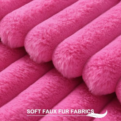 Pallene Faux Fur Decorative Throw Pillow Covers 16x16 Set of 2, Hot Pink - Image 2